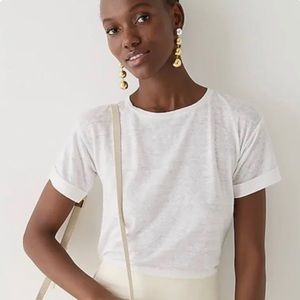 J.Crew | Women's Roll-Cuff Linen Crewneck T-Shirt